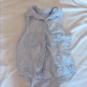 Rails Blue Sleeveless Button Down Shirt with Peter Pan Collar